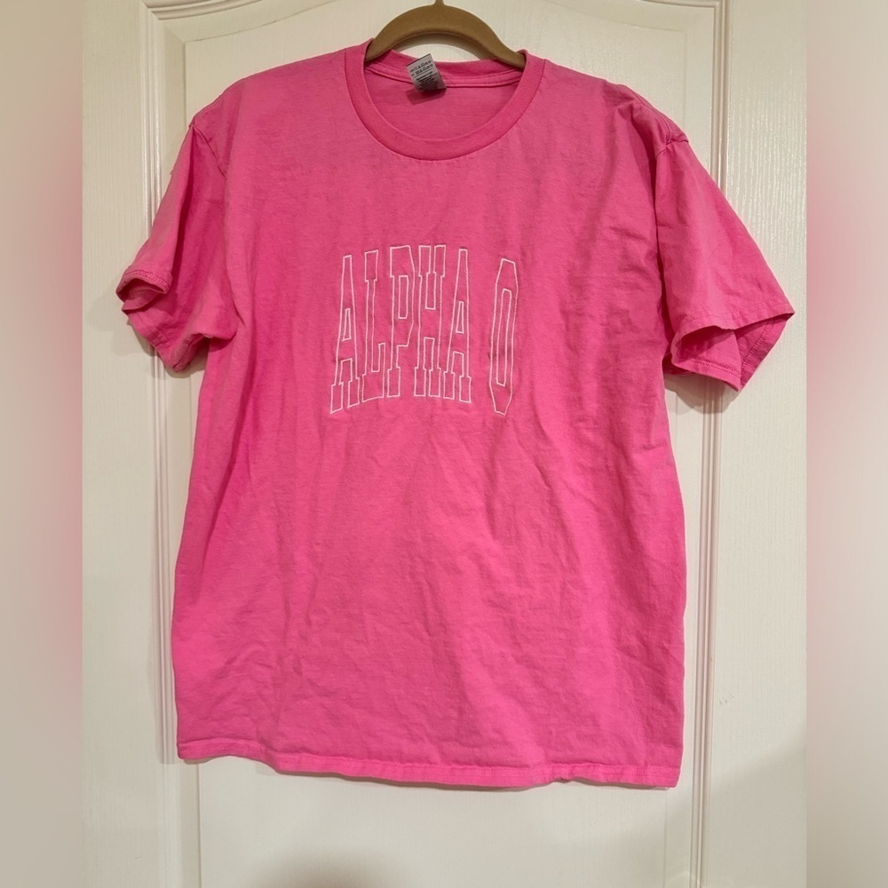 Pink Alpha O embroidered t shirt​​​​​​​